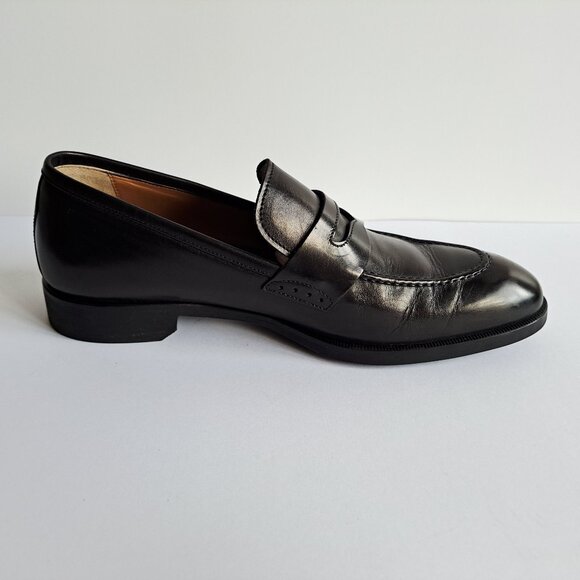 New Di Bianco Black Leather Penny Loafer Shoes Size 8 main image 13